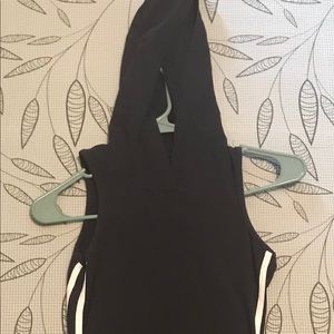 Navy hooded casual dress with striped side